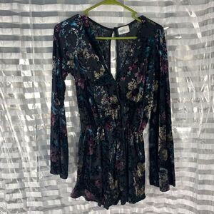 Material Girl Black Floral Long Sleeve Romper